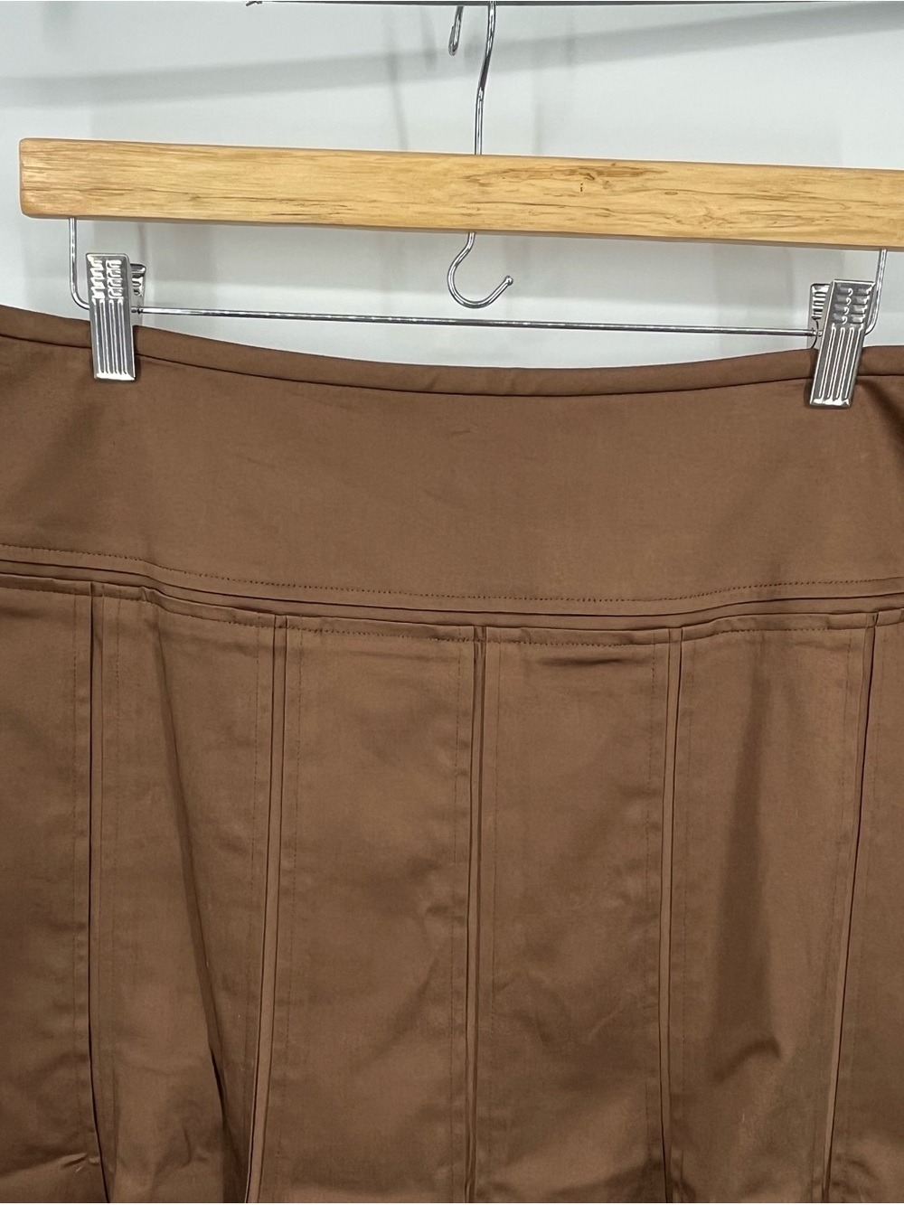 Anne Klein Chocolate Brown Flared A-Line Panel Skirt sz 12 NWT - Picture 2 of 8